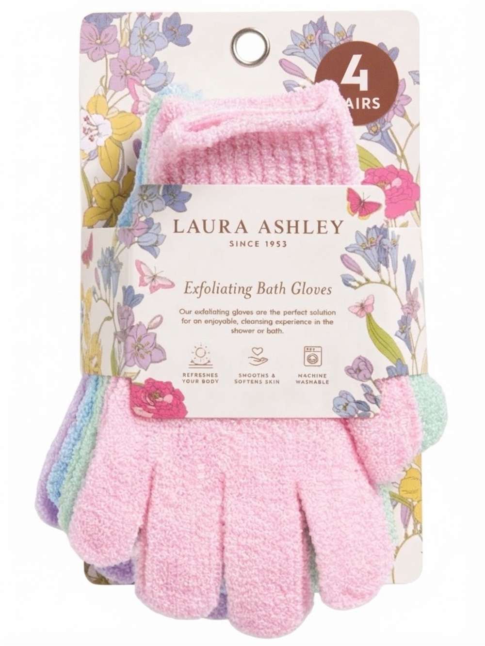 Laura Ashley 4 Pk. Exfoliating Gloves (NWT) (Size: OSFM)
